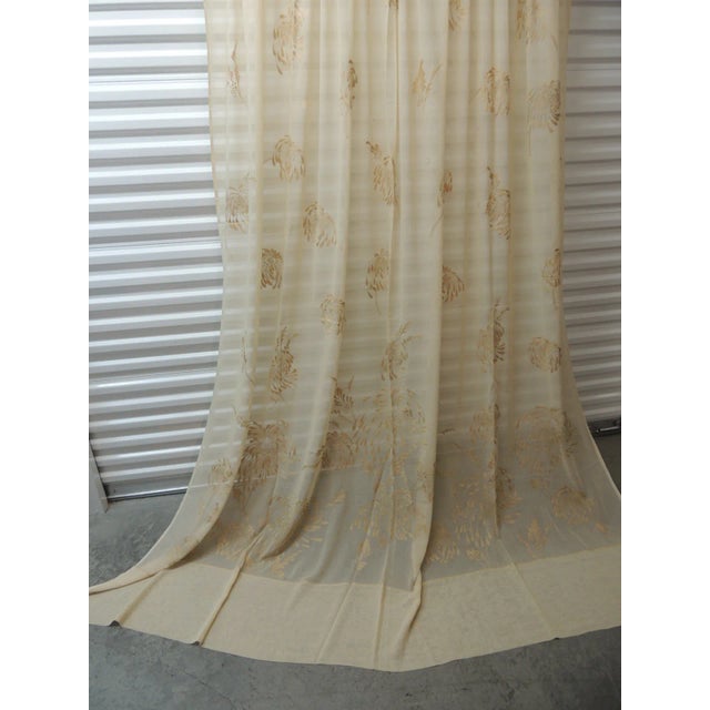 Textile Sheer Embroidered Ecru Color Curtain Panel For Sale - Image 7 of 8