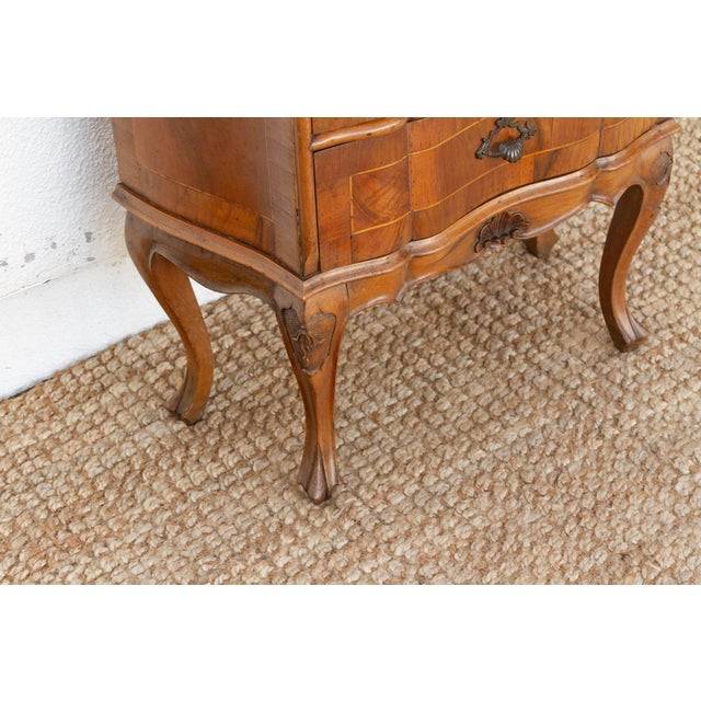 Wood Vintage Italian Walnut Veneer Bedside Nightstand For Sale - Image 7 of 11