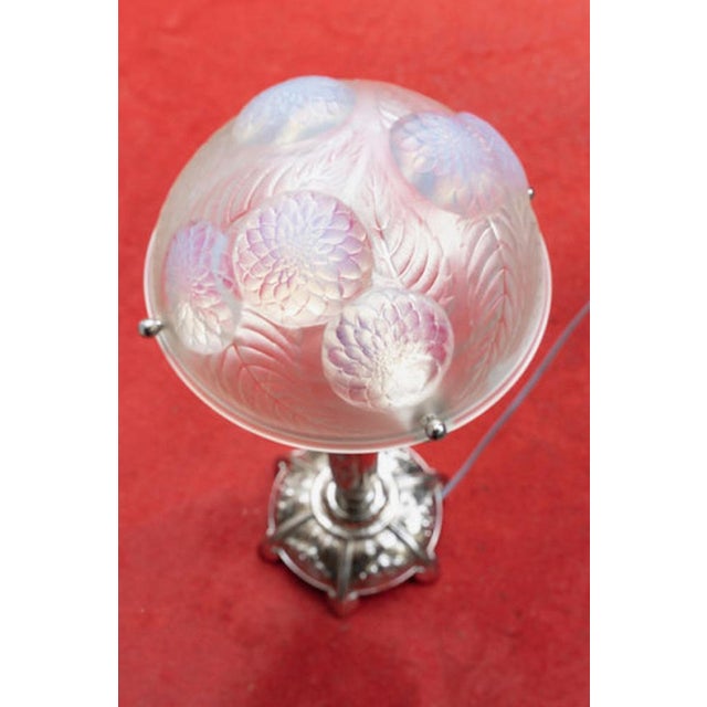 Glass Dahlias Lamps in Opalescent Glass by René Lalique, 1921, Set of 2 For Sale - Image 7 of 10