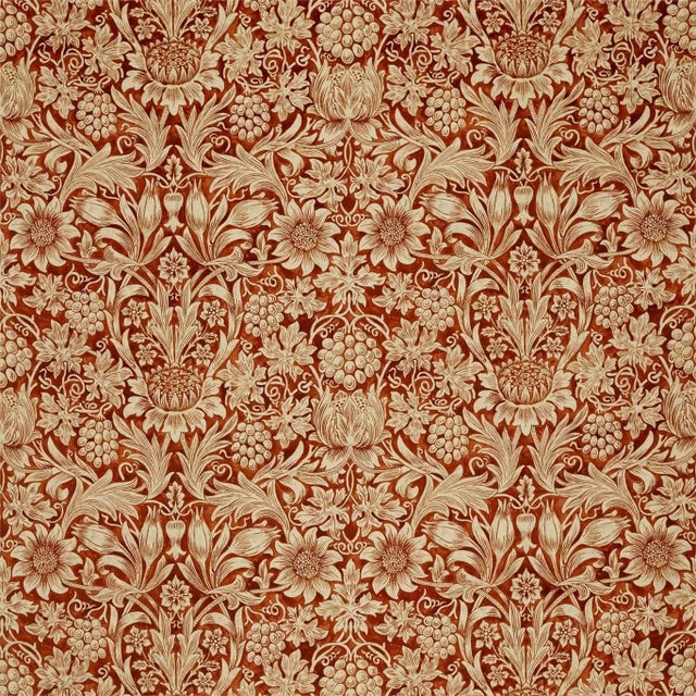 Morris & Co Sunflower Velvet Fabric in Saffron/Vellum - a Sample For Sale