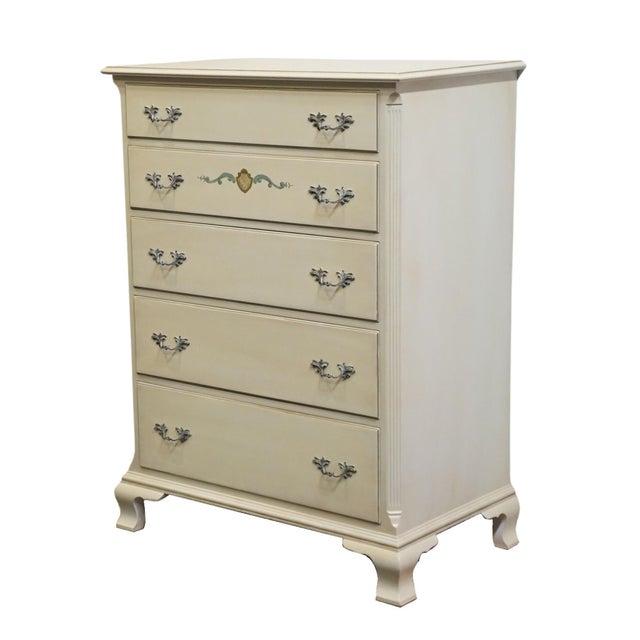 Kindel Furniture Kindel Furniture Off White Painted Country French Provincial 37" Chest of Drawers For Sale - Image 4 of 12