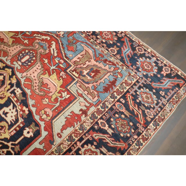 Persian Antique Zabihi Collection Masculine Persian Heriz Rug - 8'8" x 12'2" For Sale - Image 3 of 12