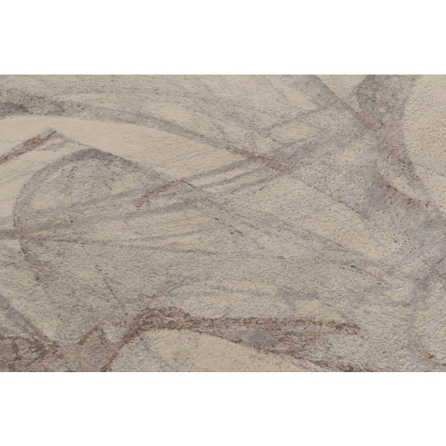 Rug & Kilim Rug & Kilim’s Modern Circle Rug, Bold Abstract Patterns in Silver-Gray and White For Sale - Image 4 of 9