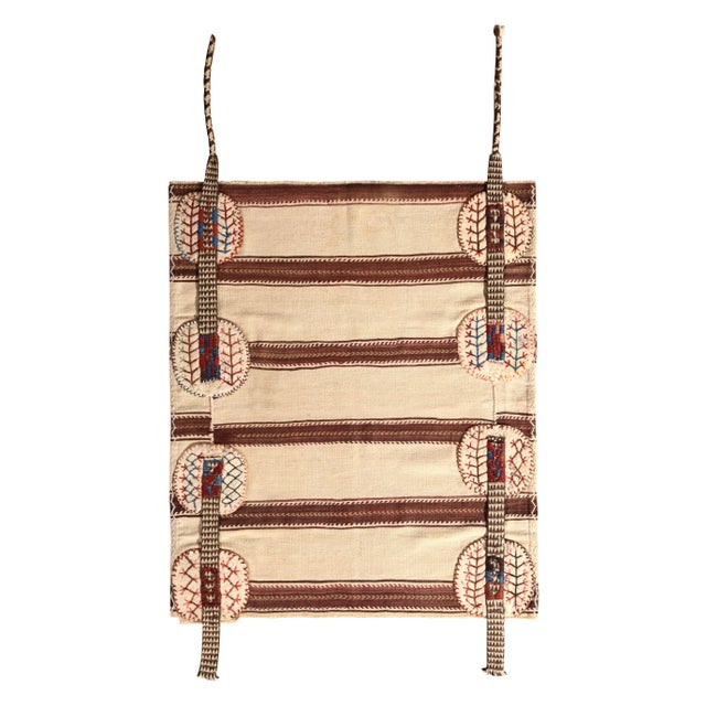 Textile Mid-Century Vintage Striped Kilim Beige Brown Bag Rug For Sale - Image 7 of 7
