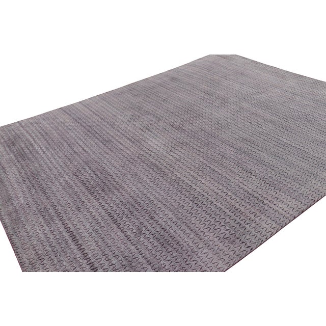 Rug & Kilim Rug & Kilim’s Textural Rug in Purple With Geometric Patterns For Sale - Image 4 of 7