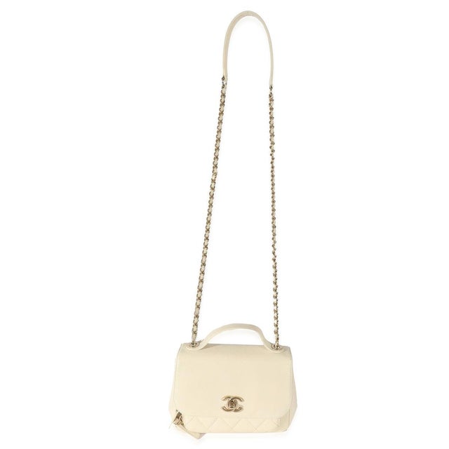 Chanel Cream Caviar Mini Business Affinity Flap For Sale - Image 4 of 8