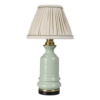 Victorian French Celadon Glazed Ceramic Oil Lamp, 1890 For Sale