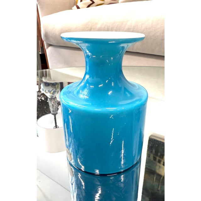 1970s Kastrup Holmegaard White Cased Blue Vases- Set of 7 For Sale - Image 12 of 12