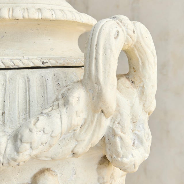 Vintage Italian Neoclassical Plaster Urn with Handles - 2 Available For Sale - Image 10 of 11