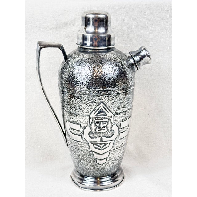 Unusual and highly collectible vintage cocktail shaker. Made of .900 silver or 90% pure silver, often referred to as coin...