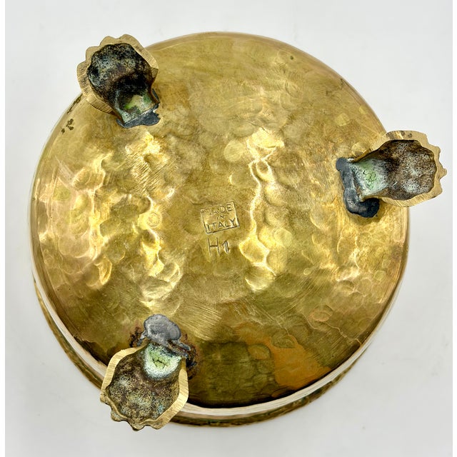 Vintage Italian Hammered Brass Footed Cachepot Jardiniere Planter For Sale In Houston - Image 6 of 8