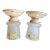 1920s Painted Iridescent Ribbed Botanical Motif Flushmount Fixtures on Old Original Painted Flushmount Holders - a Pair For Sale