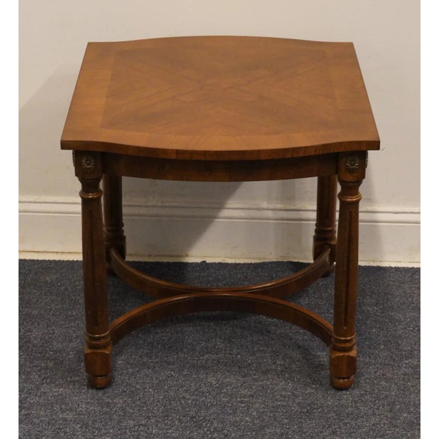 Neoclassical Gordon's Furniture Italian Neoclassical Tuscan Style Banded Bookmatched Walnut 22x25" Accent End Table For Sale - Image 3 of 11
