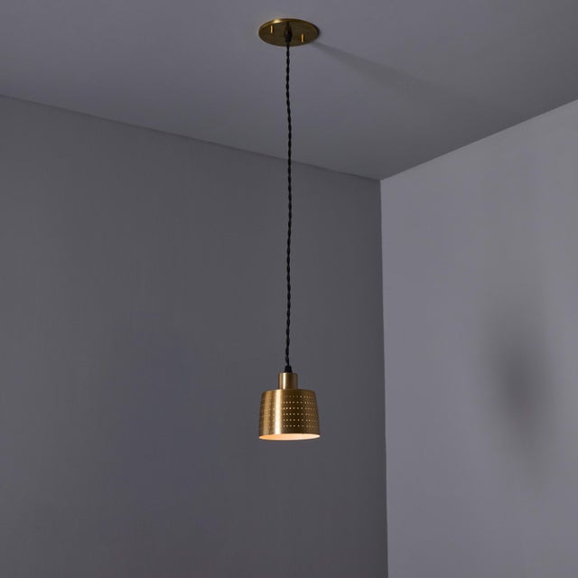 Carl Thore 1950s Carl Thore Perforated Brassed Metal Pendant For Sale - Image 4 of 14