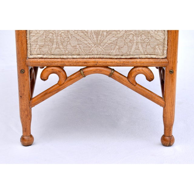 Early 20th Century Upholstered Steam Bent Oak Arts and Crafts Bench For Sale - Image 9 of 9