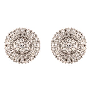 Late 20th Century French Platinum Earrings, A Pair For Sale