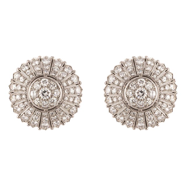 Late 20th Century French Platinum Earrings, A Pair For Sale