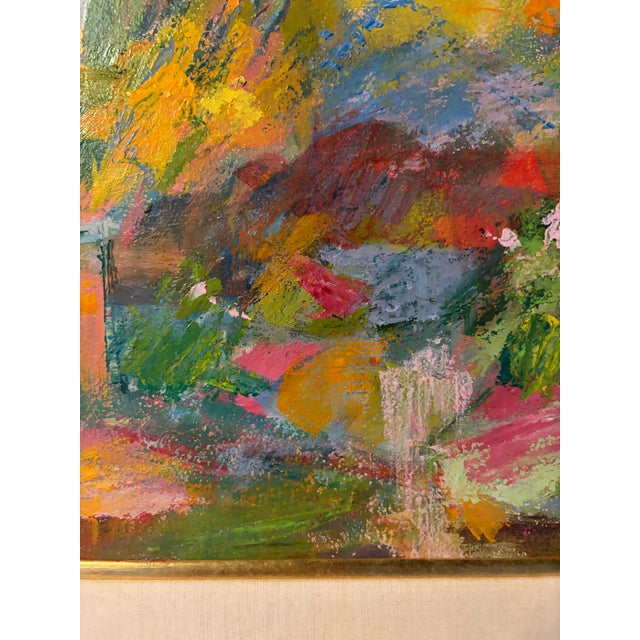 Mid 20th Century Expressive Abstract Landscape Oil Painting, Double Matted With Gold Frame For Sale - Image 4 of 13