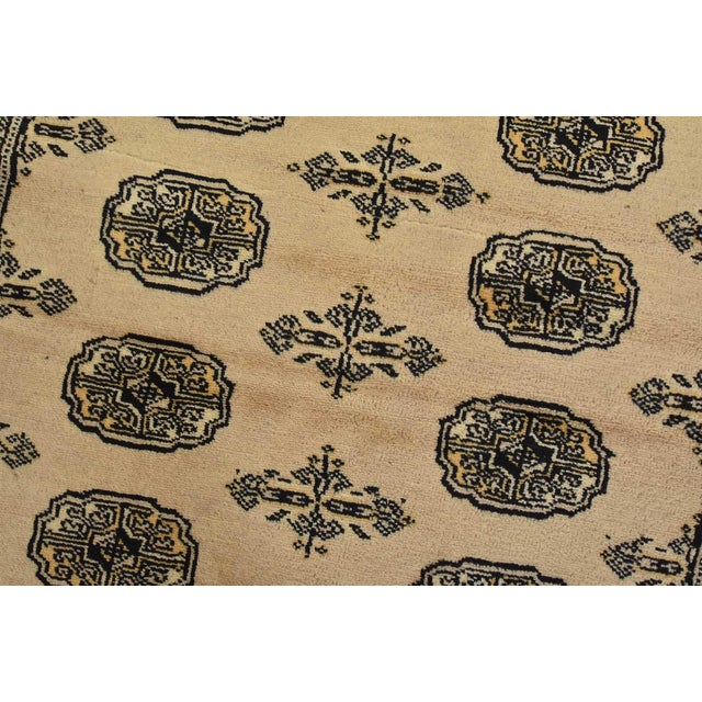 Textile Bokhara Rug 4′ X 6’3” Beige Wool Tribal Hand-Knotted Oriental Carpet For Sale - Image 7 of 11