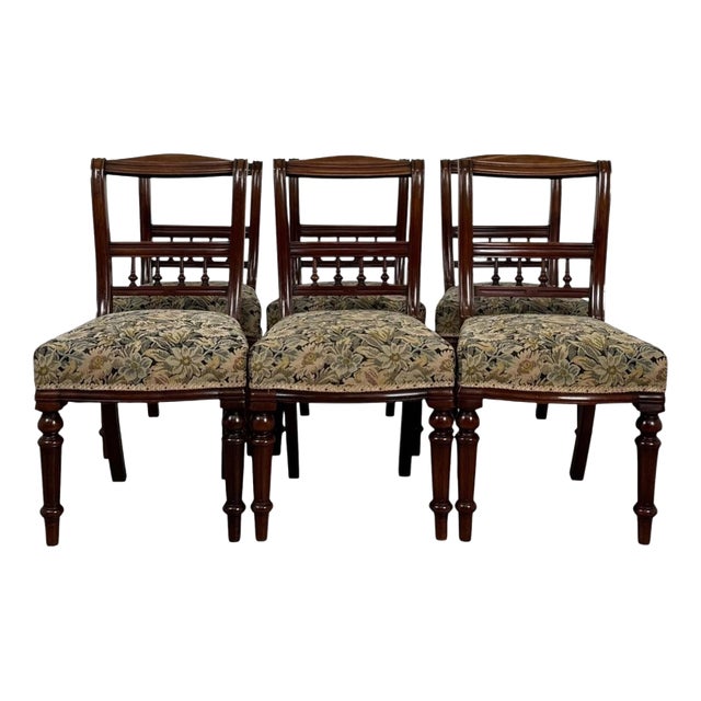 Antique Victorian Mahogany Dining Chairs, Set of 6 For Sale