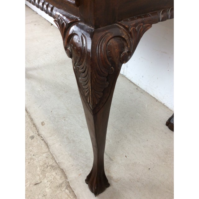 Vintage Walnut Chippendale Style Open Front Writing Desk With Brass Hardware For Sale - Image 14 of 18