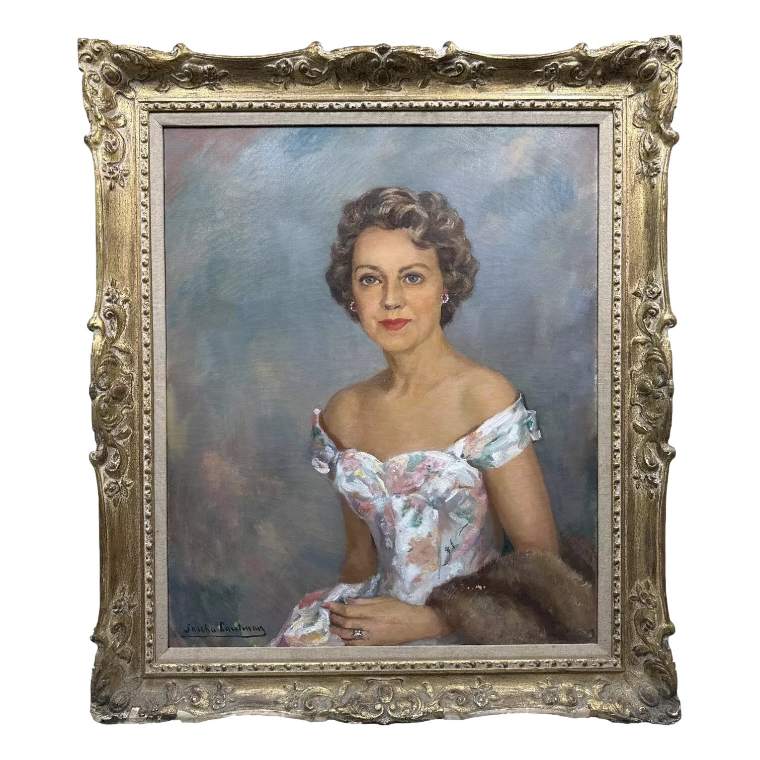 数量限定セール  Mid 20th Painting Oil Portrait Century Mid Vintage Century 絵画