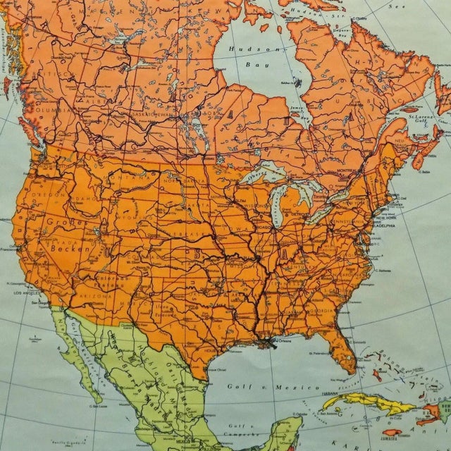 Vintage Countries of North America Mural Poster, 1970s For Sale - Image 4 of 6