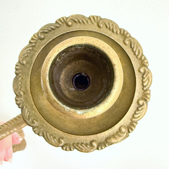 1960s Vintage Brass Double Wall Candle Sconce, 1950s For Sale - Image 5 of 15