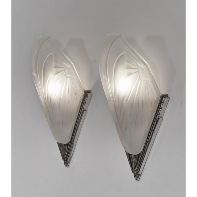1920s French Art Deco Wall Sconces by Jean Gauthier & A. Bloch 1920s France - A Pair For Sale - Image 5 of 12