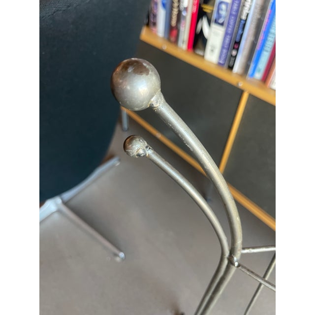 Vintage French Machine Age Valet Metal Stand Ball Feet Atomic Design For Sale - Image 4 of 9