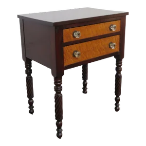 Empire Late 1800s Nightstand Side End Bedside Table With Glass Handles