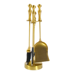 Italian Brass Fireplace Tool Set on Stand