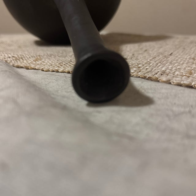 Vase -- Large Brown Glazed Vase With Fluted Top For Sale - Image 4 of 7