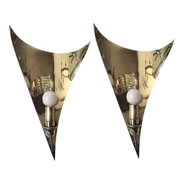 Large 1970s French Sculptural Sconces - A Pair For Sale