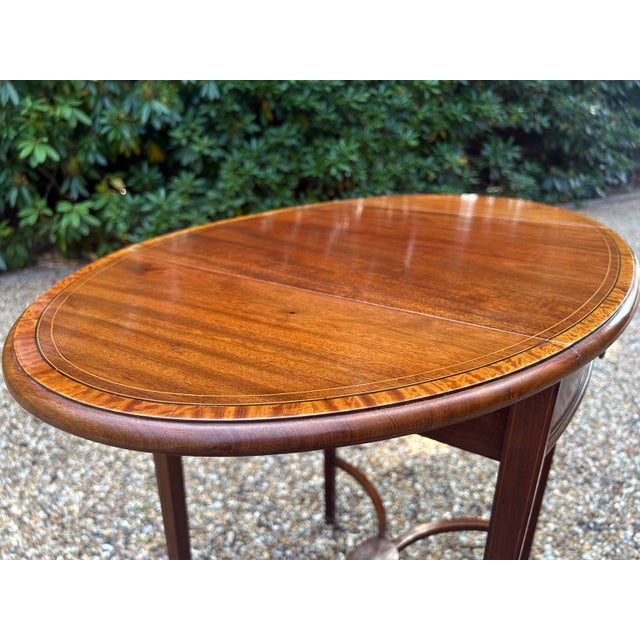 Brown Antique Mahogany Oval Pembroke Table, 1860 For Sale - Image 8 of 11