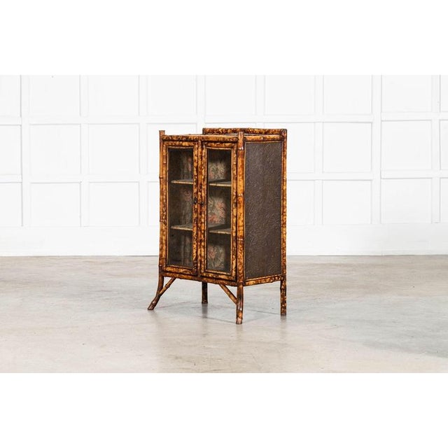 English Lacquered Glazed Bamboo Cabinet, 1880s For Sale - Image 6 of 15