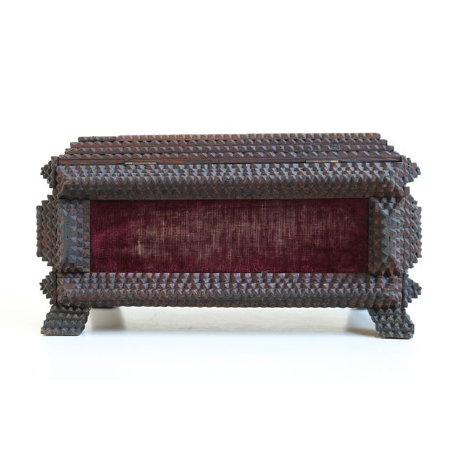 Black Antique Tramp Jewelry Box in Carved Brass, 1893 For Sale - Image 8 of 12