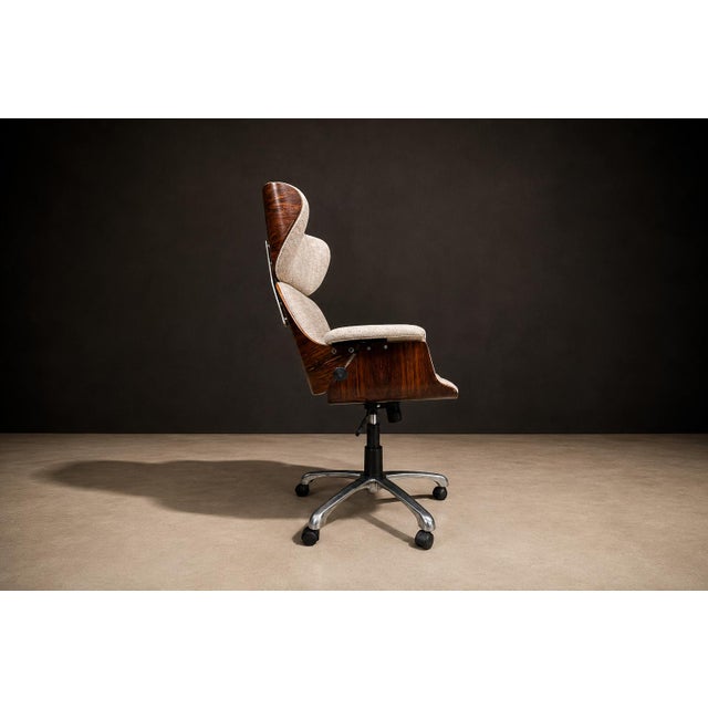 Carlo Fongaro - Tall Dinamarquesa Swivel Chair in Rosewood & Chenille, 1960s For Sale - Image 13 of 18