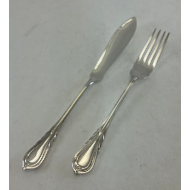 1980s Silver Fish Set for 12 Pair Fish Eaters & Fish Servers, Lily - 26 pcs For Sale - Image 10 of 18