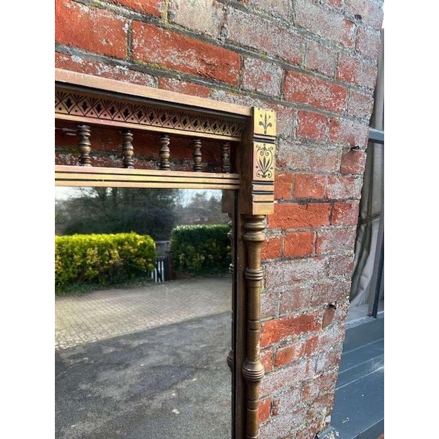 Wood Large Antique English Gilt Overmantle Mirror For Sale - Image 7 of 9
