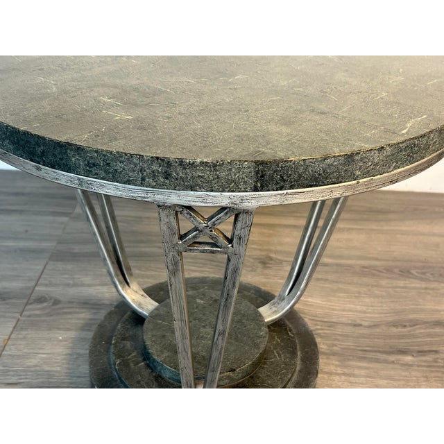 Mid-Century Modern Tessellated Stone Around Deco Side Table For Sale - Image 3 of 10