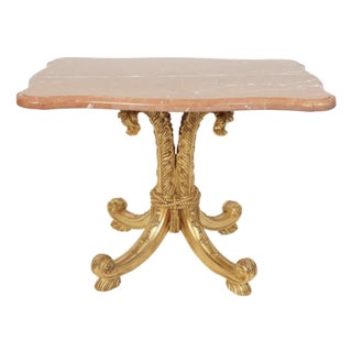 Regency Style Giltwood Sienna Marble Top Side or Breakfast Table For Sale