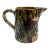 Antique Illinois Morton Pottery Small Pitcher – Woodland Green, Yellow & Brown Spongeware, Folk Art Stoneware For Sale