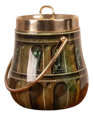 Parchment Thermos Ice Bucket with Hand-Painted Decorations from Aldo Tura, 1960