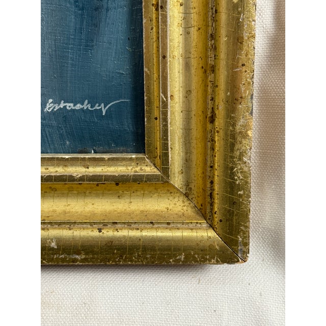 Blue Maxine Estachy French Portrait Painting For Sale - Image 8 of 8