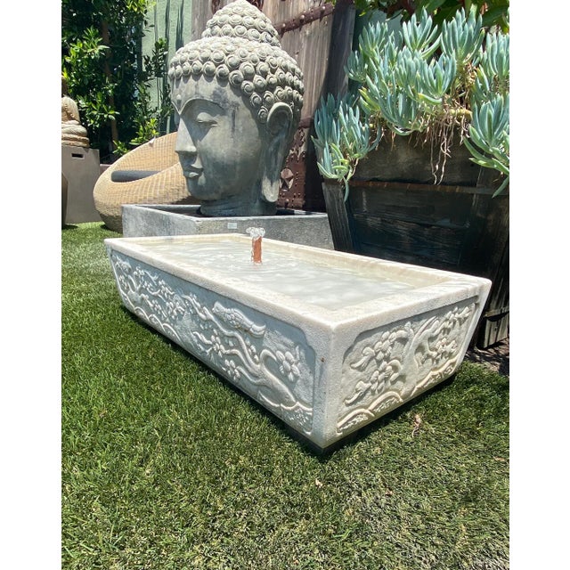 Traditional Vintage White Marble Garden Fountain For Sale - Image 3 of 9