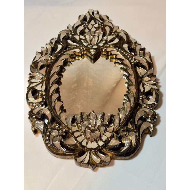 Vintage Hollywood Regency Style Wall Mirror With Mirror Fragment Adornment Design For Sale - Image 18 of 18