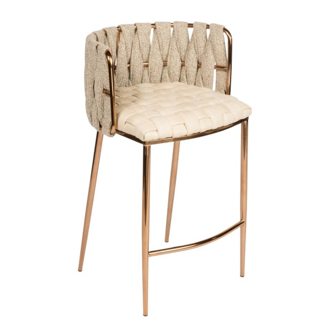 2020s Milano Counter Chair in Off White & Gold For Sale - Image 5 of 6
