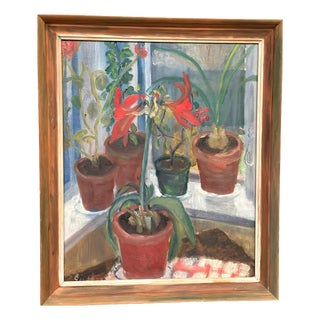 R. Eriksson, Plant Pots, 1960s, Oil on Panel, Framed For Sale