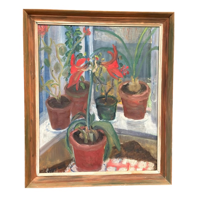 R. Eriksson, Plant Pots, 1960s, Oil on Panel, Framed For Sale